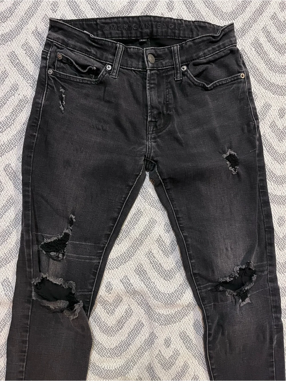 AMERICAN EAGLE Flex Men’s Distressed Skinny Fit Black Denim Jeans 29